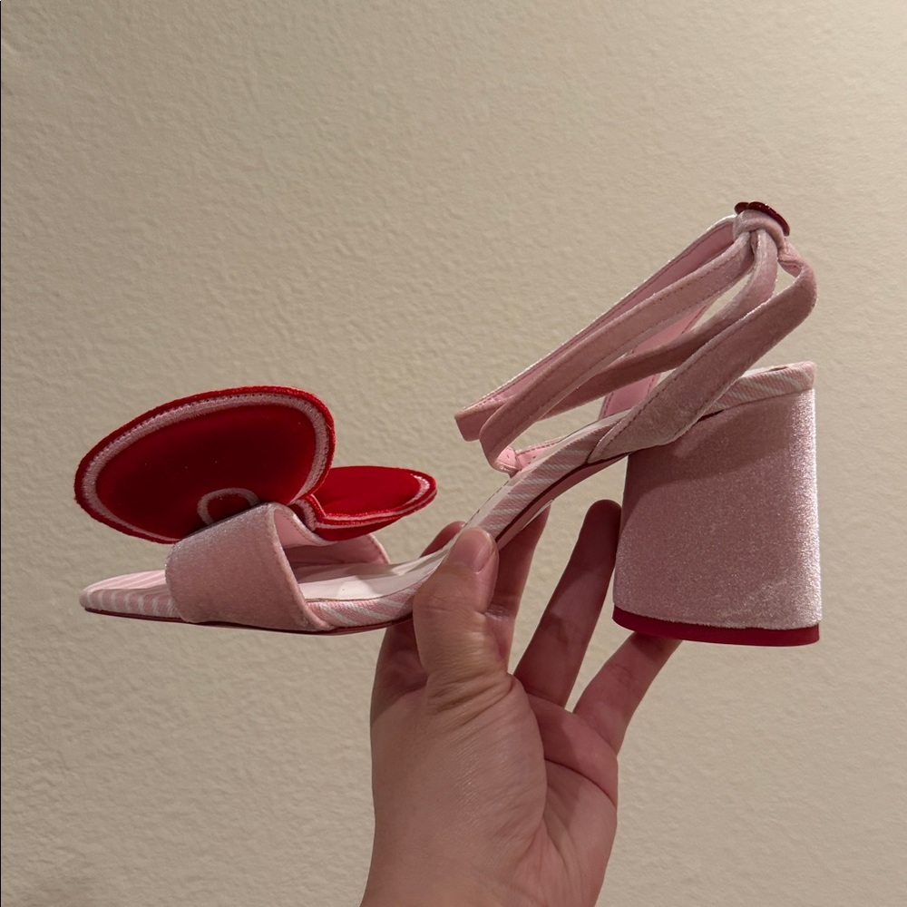 ASOS x Hello Kitty Velvet Bow Platform Heel Strap Sandals - Picture 6 of 9
